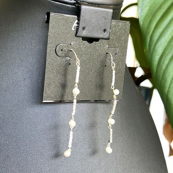 Gold / Pearl Franco Gia Water Fall Dangle Earrings $16ea / 3 for $25 - Picture 3 of 7